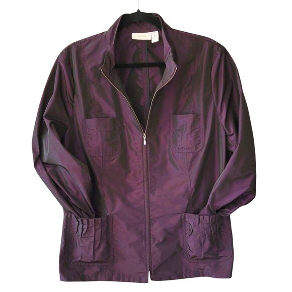 Chico's Purple Rain Windbreaker Track Jacket Metallic Size 3 (US XL 16) - Picture 1 of 11